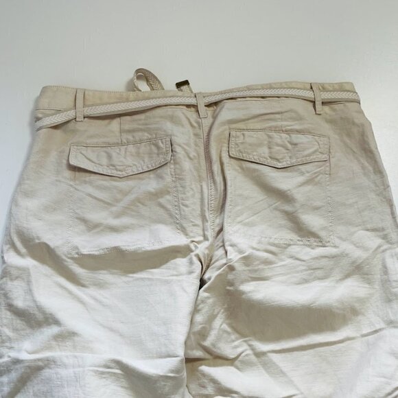 NWT Ann Taylor LOFT Pant Trouser Utility Linen Cotton Neutral Tan Belt Khaki - Picture 4 of 7